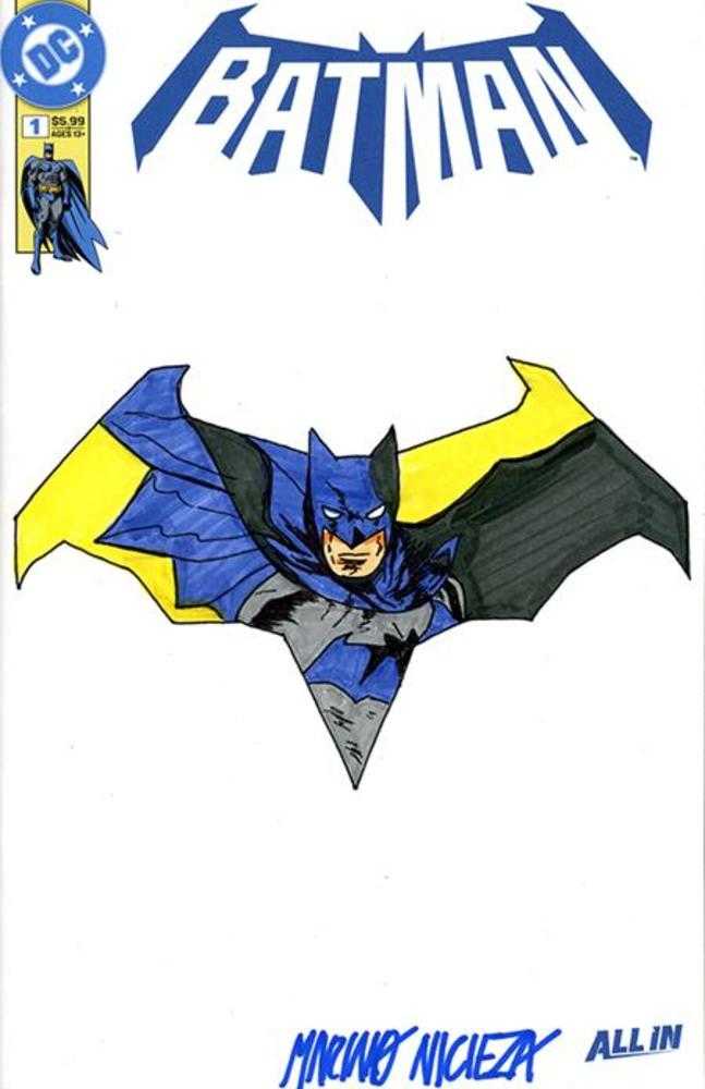 Df Batman #1 Blank Variant Signed And Remarked By Mariano Nicieza With A Batman Sketch