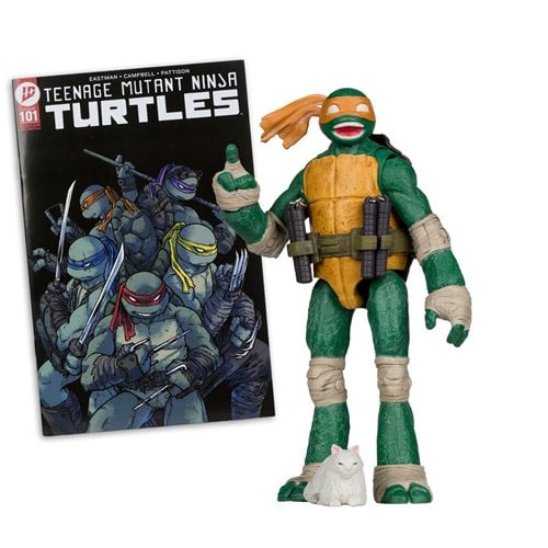 Teenage Mutant Ninja Turtles Action Figure with Comic Book Michelangelo